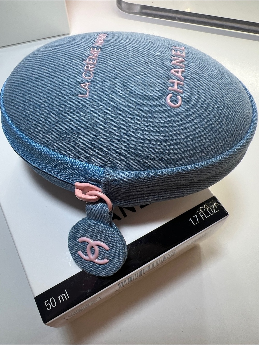 CHANEL La Crème Main Hand Cream with Denim-Style Blue Pouch